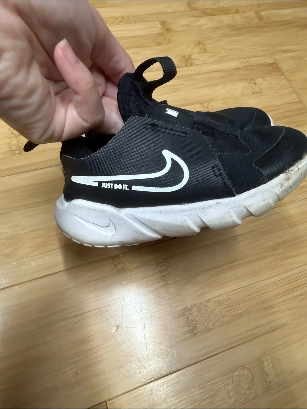 Nike Kids Black & White Slip-On Swoosh Sneakers
